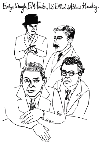 CARICATURE D'EVELYN WAUGH